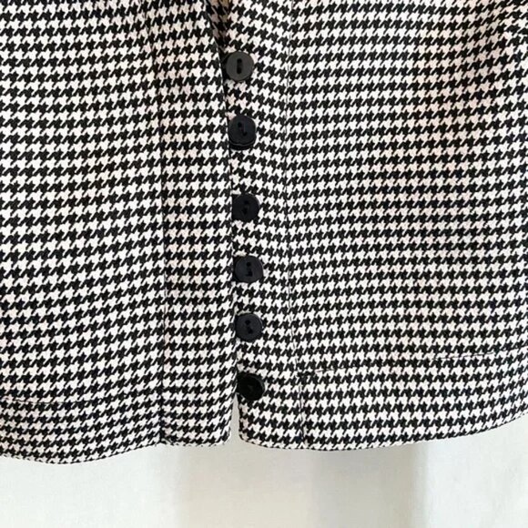 Zara Cropped Herringbone Houndstooth Black Cream Blazer Top S - Picture 5 of 9